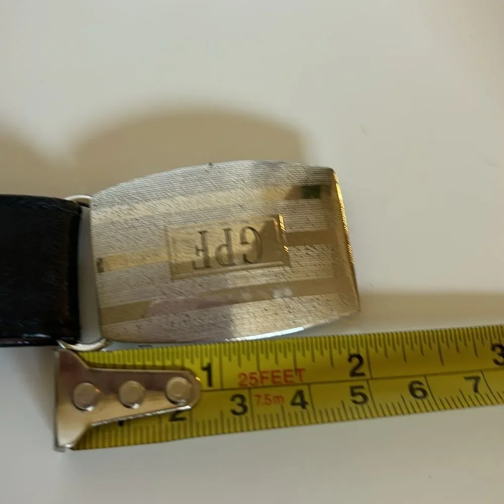 Trafalgar Sterling Silver Glove Leather Belt Size 34 in Black